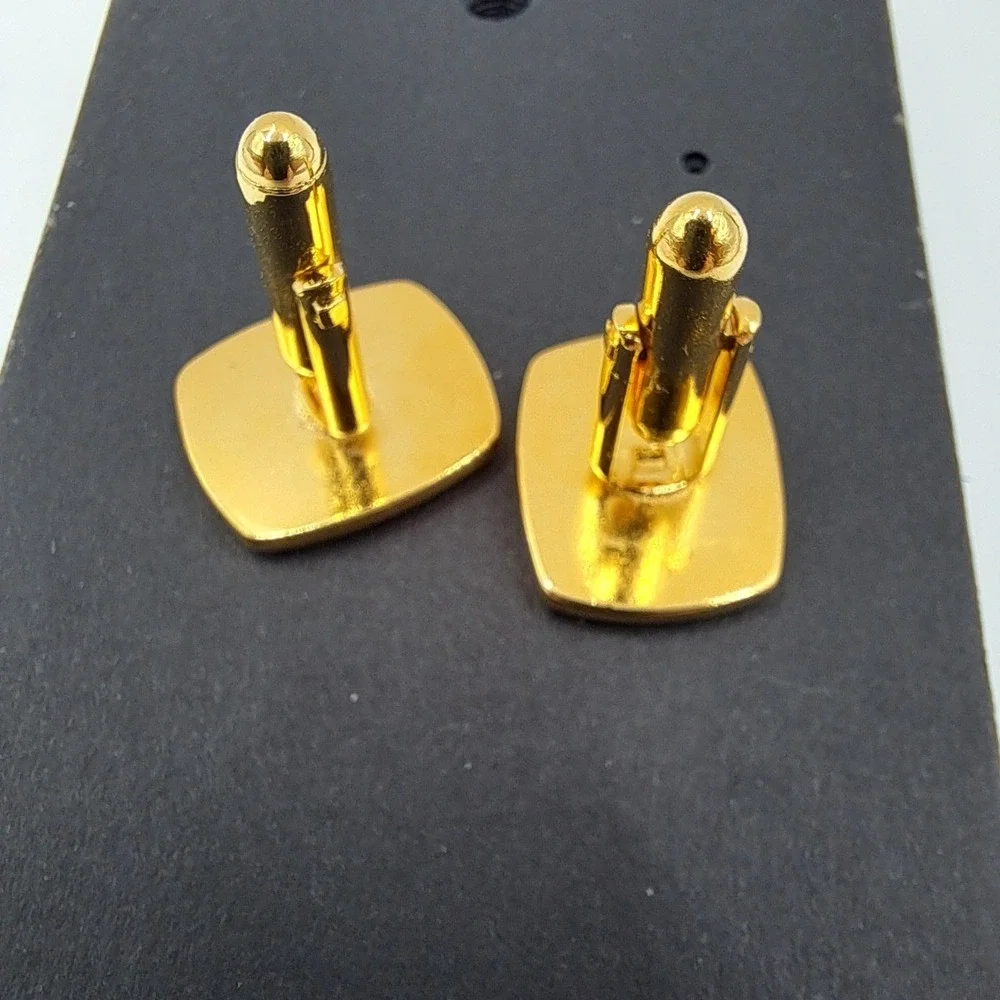 Vintage Men's Cuff Links Black Gold Tone Formal Casual Wedding Office Business